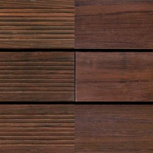 lames de terrasse en bambou / rainurées / thermo-traitées / durables