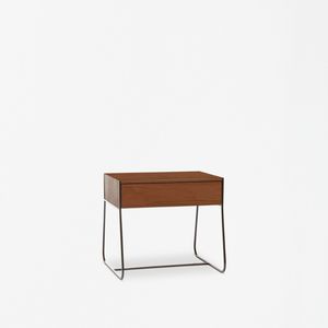 table de chevet contemporaine / en noyer / en métal peint / rectangulaire