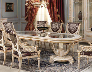 table de style Louis XVI / en verre / ovale