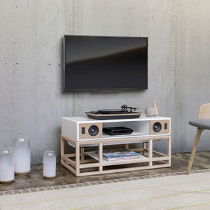 enceinte sur pied / sans fil / en bois / en métal