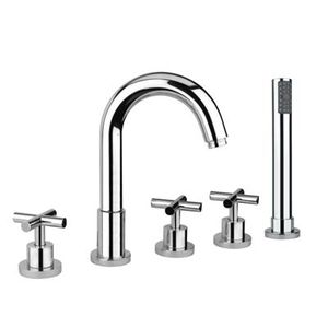 mélangeur pour baignoire / sur plan / en métal chromé / de salle de bain