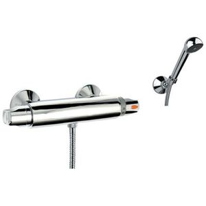 mélangeur pour douche / mural / en métal chromé / thermostatique