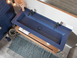 plan vasque en composite / sur mesure / avec porte-serviettes intégré