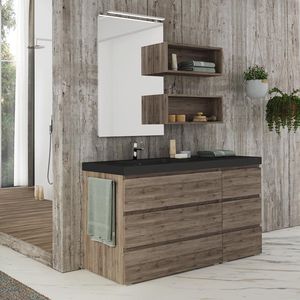 meuble vasque à poser / en chêne / en résine / contemporain