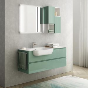 meuble vasque suspendu / en bois / en résine / contemporain