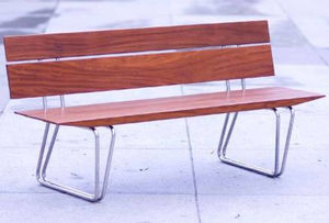 banc public / contemporain / en bois / en acier inoxydable