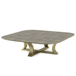 table basse contemporaine / en laiton / en parchemin / carrée