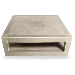 table basse contemporaine / en pierre / en parchemin / carrée