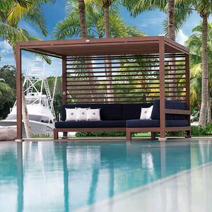 gazebo en bois / en aluminium / toit en bois / professionnel