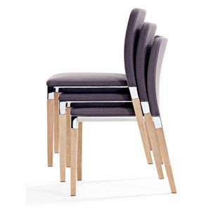 chaise contemporaine / tapissée / avec accoudoirs / empilable
