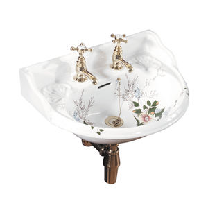 lave-mains suspendu / demi-rond / en porcelaine