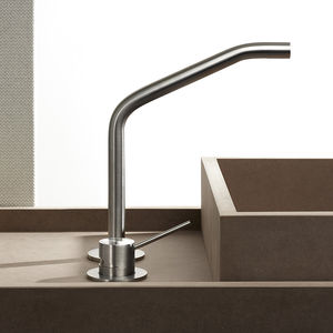 mitigeur pour vasque / en inox / 2 trous / modèle haut