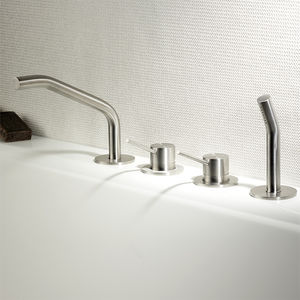 mitigeur de baignoire / en inox / 4 trous / d'aiguillage