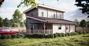 maison en bois massif empilé 1