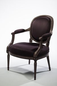 fauteuil de style Louis XVI / en tissu / en bois / médaillon
