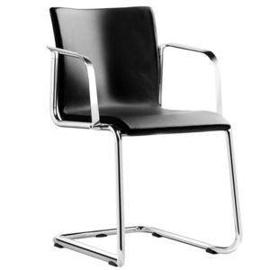 chaise contemporaine / tapissée / avec accoudoirs / empilable