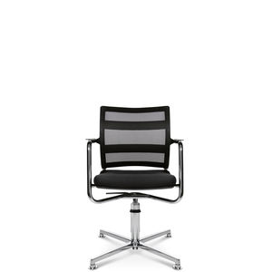 chaise visiteur contemporaine / avec accoudoirs / tapissée / piètement étoile