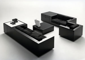 canapé contemporain / en cuir / 2 places / multicolore