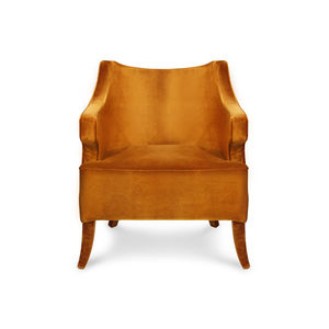 fauteuil contemporain / en velours / orange