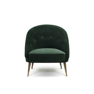 fauteuil contemporain / en velours / en laiton / vert