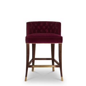 chaise de bar contemporaine / tapissée / en velours / en frêne