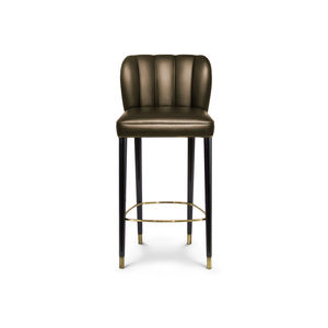 chaise de bar contemporaine / tapissée / en cuir