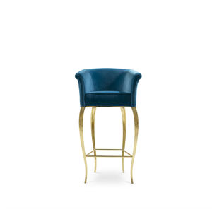 chaise de bar classique / tapissée / avec accoudoirs / en velours
