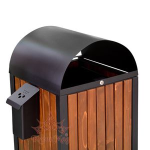 poubelle publique / en métal / en bois / contemporaine