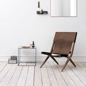 chaise design scandinave / pliante / en chêne / en cuir