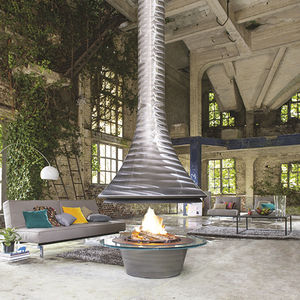 cheminée à bois / contemporaine / à foyer ouvert / centrale