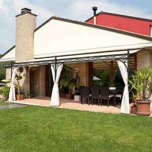 pergola adossée / en fer forgé / couverture en toile / sur mesure