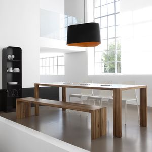 ensemble table et bancs contemporain / en bois massif / d'intérieur / résidentiel