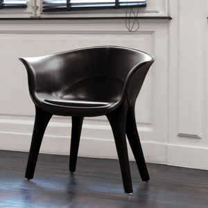 chaise contemporaine / tapissée / avec accoudoirs / en cuir