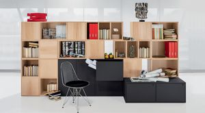 bibliothèque contemporaine / pour bureau / en bois / modulable