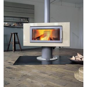 poêle à bois / en fonte / contemporain / pivotant