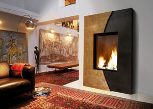 cheminée à bois / contemporaine / à foyer fermé / à encastrer