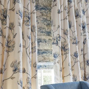 tissu pour rideaux / à fleurs / en coton / en lin