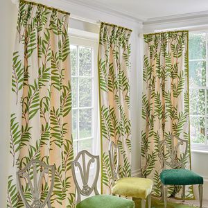 tissu pour rideaux / à fleurs / en coton / en lin