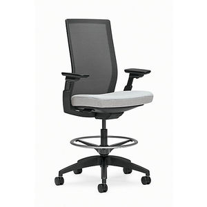 tabouret de travail en tissu / à roulettes / à hauteur réglable / piètement étoile