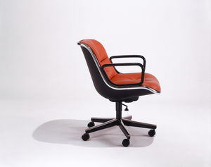 fauteuil de direction contemporain / en cuir / en tissu / à roulettes