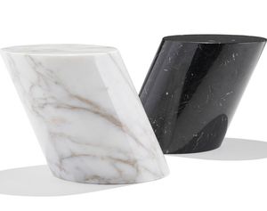 table d'appoint contemporaine / en marbre / avec piètement en marbre / ovale