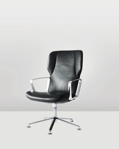 chaise de conférence contemporaine / tapissée / avec accoudoirs / à roulettes