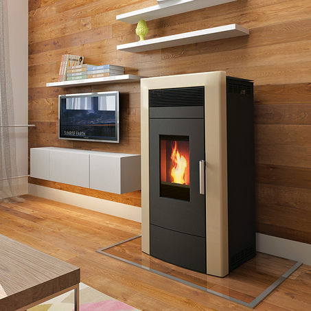 Poêle chaudière à granulés - COMMO 21 - Alfa-Plam  a.d. - 20 kW - 50 kW / contemporain / en tôle