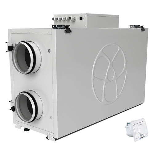 Steinberg14 Unite de VMC Décentralisée 100 mm - Blanc Récupérateur de Chaleur avec Câble et Cordon de Serrage - Kit VMC Double Flux - Répartiteur d'air - Système de Ventilation Murale