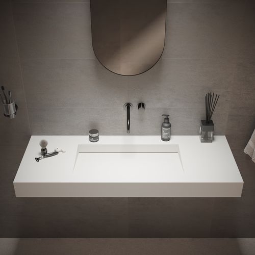 Vasque suspendue - 280177 SOLIDSQUARE-120 - IDEAVIT B.V - en Solid Surface / rectangulaire / contemporaine