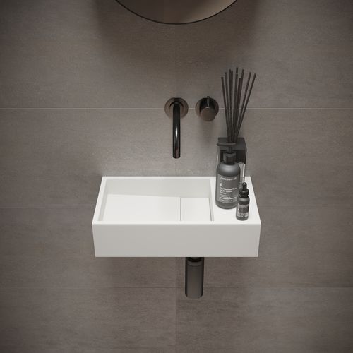 Vasque suspendue - 290083 SOLIDCUBE - IDEAVIT B.V - en Solid Surface / rectangulaire / sans trou