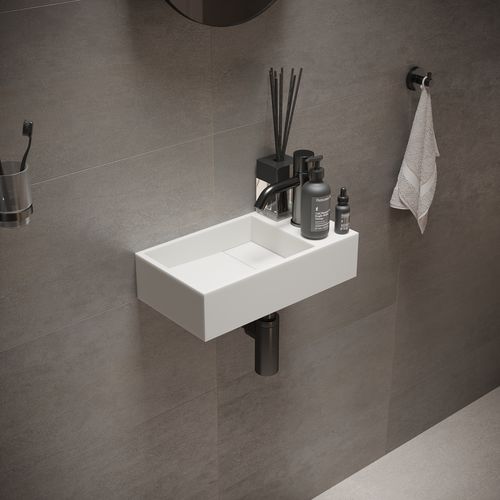 Vasque suspendue - 280172  SOLIDCUBE - IDEAVIT B.V - en Solid Surface / rectangulaire / 1 trou