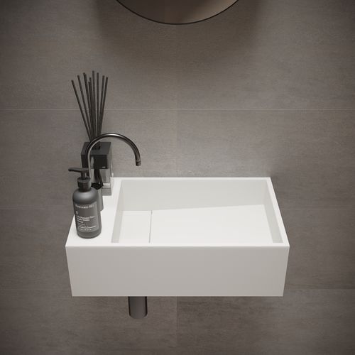 Vasque suspendue - 276047 SOLIDCUBE-50 - IDEAVIT B.V - en Solid Surface / rectangulaire / 1 trou