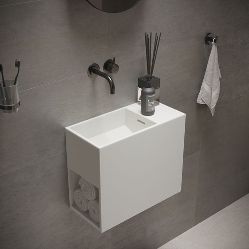 Vasque suspendue - 290102 SOLIDWASH - IDEAVIT B.V - en Solid Surface / avec étagère intégrée / rectangulaire