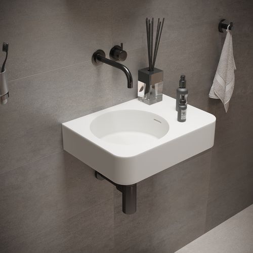 Vasque suspendue - 284223 SOLIDBRIO-45 - IDEAVIT B.V - en Solid Surface / avec plan intégré / rectangulaire